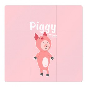 Магнитный плакат 3Х3 с принтом Piggy Time в Екатеринбурге, Полимерный материал с магнитным слоем | 9 деталей размером 9*9 см | 2019 | merry christmas | new year | год свиньи | зима | новый год | поросенок | праздник | рождество | свинка | свинья