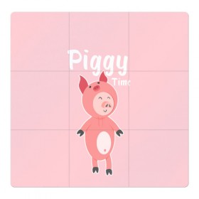 Магнитный плакат 3Х3 с принтом Piggy Time в Екатеринбурге, Полимерный материал с магнитным слоем | 9 деталей размером 9*9 см | Тематика изображения на принте: 2019 | merry christmas | new year | год свиньи | зима | новый год | поросенок | праздник | рождество | свинка | свинья