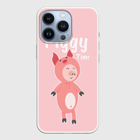 Чехол для iPhone 13 Pro с принтом Piggy Time в Екатеринбурге,  |  | 2019 | merry christmas | new year | год свиньи | зима | новый год | поросенок | праздник | рождество | свинка | свинья