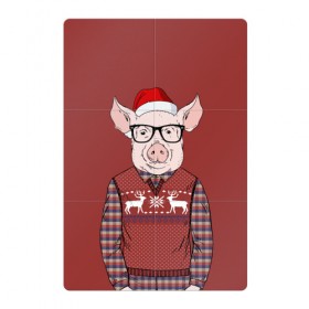 Магнитный плакат 2Х3 с принтом New Year Pig в Екатеринбурге, Полимерный материал с магнитным слоем | 6 деталей размером 9*9 см | 2019 | merry christmas | new year | год свиньи | зима | новый год | поросенок | праздник | рождество | свинка | свинья