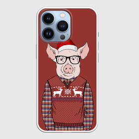 Чехол для iPhone 13 Pro с принтом New Year Pig в Екатеринбурге,  |  | 2019 | merry christmas | new year | год свиньи | зима | новый год | поросенок | праздник | рождество | свинка | свинья