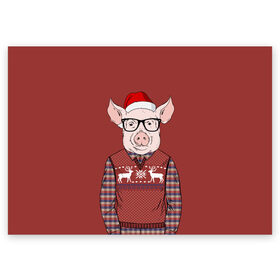 Поздравительная открытка с принтом New Year Pig в Екатеринбурге, 100% бумага | плотность бумаги 280 г/м2, матовая, на обратной стороне линовка и место для марки
 | 2019 | merry christmas | new year | год свиньи | зима | новый год | поросенок | праздник | рождество | свинка | свинья