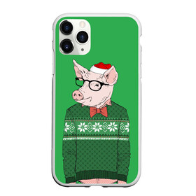 Чехол для iPhone 11 Pro Max матовый с принтом New Year Hipster Pig в Екатеринбурге, Силикон |  | Тематика изображения на принте: 2019 | merry christmas | new year | год свиньи | зима | новый год | поросенок | праздник | рождество | свинка | свинья