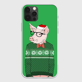 Чехол для iPhone 12 Pro Max с принтом New Year Hipster Pig в Екатеринбурге, Силикон |  | Тематика изображения на принте: 2019 | merry christmas | new year | год свиньи | зима | новый год | поросенок | праздник | рождество | свинка | свинья