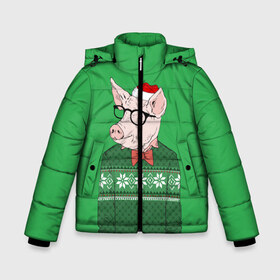 Зимняя куртка для мальчиков 3D с принтом New Year Hipster Pig в Екатеринбурге, ткань верха — 100% полиэстер; подклад — 100% полиэстер, утеплитель — 100% полиэстер | длина ниже бедра, удлиненная спинка, воротник стойка и отстегивающийся капюшон. Есть боковые карманы с листочкой на кнопках, утяжки по низу изделия и внутренний карман на молнии. 

Предусмотрены светоотражающий принт на спинке, радужный светоотражающий элемент на пуллере молнии и на резинке для утяжки | Тематика изображения на принте: 2019 | merry christmas | new year | год свиньи | зима | новый год | поросенок | праздник | рождество | свинка | свинья