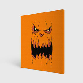 Холст квадратный с принтом Halloween в Екатеринбурге, 100% ПВХ |  | halloween | orange | pumpkin | scary | оранжевая | страшная | тыква | ужас | хэллоуин