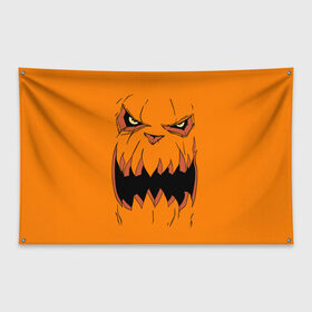 Флаг-баннер с принтом Halloween в Екатеринбурге, 100% полиэстер | размер 67 х 109 см, плотность ткани — 95 г/м2; по краям флага есть четыре люверса для крепления | halloween | orange | pumpkin | scary | оранжевая | страшная | тыква | ужас | хэллоуин