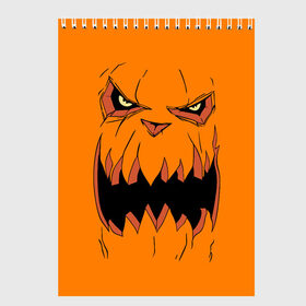 Скетчбук с принтом Halloween в Екатеринбурге, 100% бумага
 | 48 листов, плотность листов — 100 г/м2, плотность картонной обложки — 250 г/м2. Листы скреплены сверху удобной пружинной спиралью | halloween | orange | pumpkin | scary | оранжевая | страшная | тыква | ужас | хэллоуин