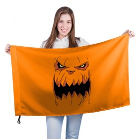 Флаг 3D с принтом Halloween в Екатеринбурге, 100% полиэстер | плотность ткани — 95 г/м2, размер — 67 х 109 см. Принт наносится с одной стороны | halloween | orange | pumpkin | scary | оранжевая | страшная | тыква | ужас | хэллоуин
