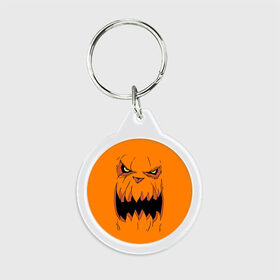 Брелок круглый с принтом Halloween в Екатеринбурге, пластик и полированная сталь | круглая форма, металлическое крепление в виде кольца | halloween | orange | pumpkin | scary | оранжевая | страшная | тыква | ужас | хэллоуин