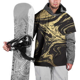 Накидка на куртку 3D с принтом Золотые реки в Екатеринбурге, 100% полиэстер |  | абстракция | золото | иллюзия | линии | река