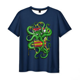 Мужская футболка 3D с принтом Ктулху в Екатеринбурге, 100% полиэфир | прямой крой, круглый вырез горловины, длина до линии бедер | call | cthulhu | howard | kraken | lovecraft | octopus | tentacles | говард | зов | кракен | ктулху | лавкрафт | осьминог | щупальца