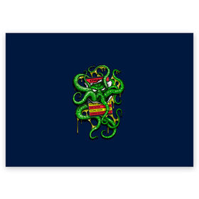 Поздравительная открытка с принтом Ктулху в Екатеринбурге, 100% бумага | плотность бумаги 280 г/м2, матовая, на обратной стороне линовка и место для марки
 | Тематика изображения на принте: call | cthulhu | howard | kraken | lovecraft | octopus | tentacles | говард | зов | кракен | ктулху | лавкрафт | осьминог | щупальца