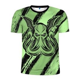 Мужская футболка 3D спортивная с принтом Ктулху в Екатеринбурге, 100% полиэстер с улучшенными характеристиками | приталенный силуэт, круглая горловина, широкие плечи, сужается к линии бедра | cthulhu | божество | кракен | лавкрафт | миф | монстр | океан | чудовище