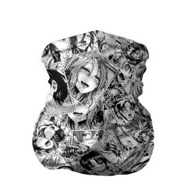 Бандана-труба 3D с принтом Manga ahegao в Екатеринбурге, 100% полиэстер, ткань с особыми свойствами — Activecool | плотность 150‒180 г/м2; хорошо тянется, но сохраняет форму | ahegao | manga | ахегао | комиксы | лицо | манга | паттрен | чернобелый | эмоции