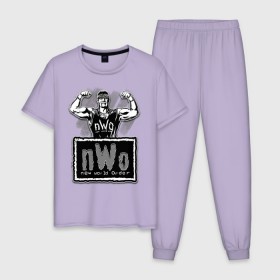 Мужская пижама хлопок с принтом Халк Хоган NWO в Екатеринбурге, 100% хлопок | брюки и футболка прямого кроя, без карманов, на брюках мягкая резинка на поясе и по низу штанин
 | 