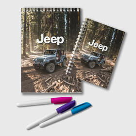 Блокнот с принтом Jeep в Екатеринбурге, 100% бумага | 48 листов, плотность листов — 60 г/м2, плотность картонной обложки — 250 г/м2. Листы скреплены удобной пружинной спиралью. Цвет линий — светло-серый
 | Тематика изображения на принте: 4х4 | forest | jeep | nature | off road | russia | siberia | ural | usa | бездорожье | внедорожник | дальний восток | лес | природа | ралли | россия | сибирь | сша | тайга | урал