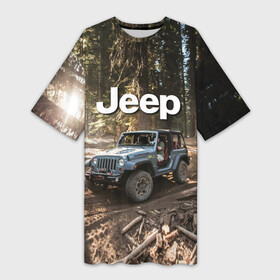 Платье-футболка 3D с принтом Jeep в Екатеринбурге,  |  | 4х4 | forest | jeep | nature | off road | russia | siberia | ural | usa | бездорожье | внедорожник | дальний восток | лес | природа | ралли | россия | сибирь | сша | тайга | урал