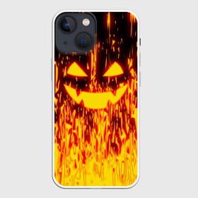 Чехол для iPhone 13 mini с принтом FIRE PUMPKIN в Екатеринбурге,  |  | fire | halloween | искры | огонь | праздник | тыква | хэллоуин