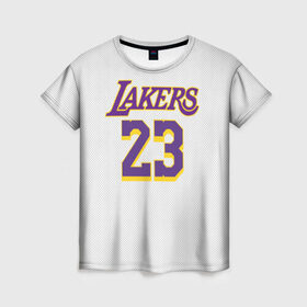 Женская футболка 3D с принтом James 18-19 third LA Lakers в Екатеринбурге, 100% полиэфир ( синтетическое хлопкоподобное полотно) | прямой крой, круглый вырез горловины, длина до линии бедер | angeles | james | lakers | lebron | los | nba | usa | анджелес | джеймс | леброн | лейкерс | лос | нба | сша