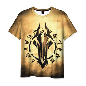 Мужская футболка 3D с принтом Darksiders LOGO в Екатеринбурге, 100% полиэфир | прямой крой, круглый вырез горловины, длина до линии бедер | playstation | иероглифы | логотип | эмблема. знак | ярость