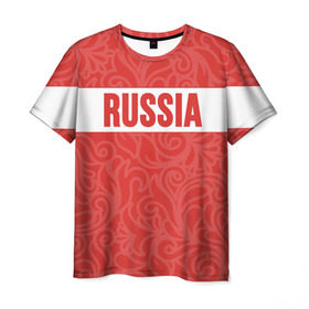 Мужская футболка 3D с принтом RUSSIA TEAM в Екатеринбурге, 100% полиэфир | прямой крой, круглый вырез горловины, длина до линии бедер | 