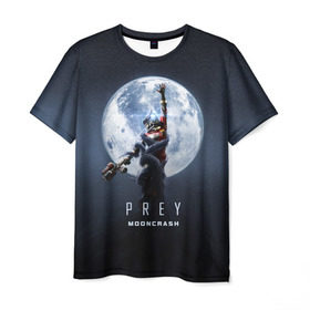 Мужская футболка 3D с принтом PREY: Mooncrash в Екатеринбурге, 100% полиэфир | прямой крой, круглый вырез горловины, длина до линии бедер | prey | жертва | звезды | земля | игра | космос | луна | фантастика | шутер