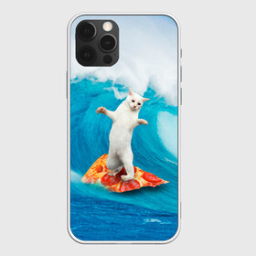 Чехол для iPhone 12 Pro с принтом Кот Серфер в Екатеринбурге, силикон | область печати: задняя сторона чехла, без боковых панелей | cat | fast | fastfood | food | meme | party | pizza | sea | serf | wave | вечеринка | волна | еда | кошак | кошка | мем | море | пицца | серф | фастфуд