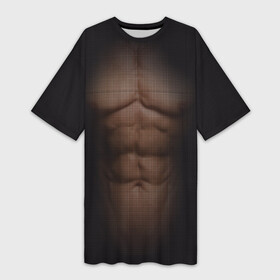 Платье-футболка 3D с принтом Сетка в Екатеринбурге,  |  | атлет | грудь | качёк | клетка | кубики | мужик | мышцы | парень | пресс | прозрачный | спорт | тело | торс | фигура