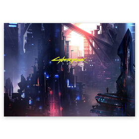 Поздравительная открытка с принтом Cyberpunk 2077 в Екатеринбурге, 100% бумага | плотность бумаги 280 г/м2, матовая, на обратной стороне линовка и место для марки
 | 2077 | cd projekt red | cyberpunk | cyberpunk 2077 | game | арт | будущее | видеоигра | игра | киберпанк 2077 | киборг | киборги
