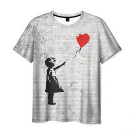 Мужская футболка 3D с принтом Бэнкси: Девочка с Шаром в Екатеринбурге, 100% полиэфир | прямой крой, круглый вырез горловины, длина до линии бедер | art | balloon | banksy | culture | girl | graffity | heart | hearts | red | арт | бэнкси | граффити | девочка | девочка с шаром | красный | красным | культура | сердечки | сердечко | сердце | стрит | шар | шарик | шариком