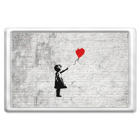 Магнит 45*70 с принтом Бэнкси: Девочка с Шаром в Екатеринбурге, Пластик | Размер: 78*52 мм; Размер печати: 70*45 | art | balloon | banksy | culture | girl | graffity | heart | hearts | red | арт | бэнкси | граффити | девочка | девочка с шаром | красный | красным | культура | сердечки | сердечко | сердце | стрит | шар | шарик | шариком