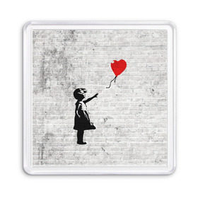 Магнит 55*55 с принтом Бэнкси Девочка с Шаром в Екатеринбурге, Пластик | Размер: 65*65 мм; Размер печати: 55*55 мм | Тематика изображения на принте: art | balloon | banksy | culture | girl | graffity | heart | hearts | red | арт | бэнкси | граффити | девочка | девочка с шаром | красный | красным | культура | сердечки | сердечко | сердце | стрит | шар | шарик | шариком