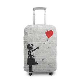 Чехол для чемодана 3D с принтом Бэнкси: Девочка с Шаром в Екатеринбурге, 86% полиэфир, 14% спандекс | двустороннее нанесение принта, прорези для ручек и колес | art | balloon | banksy | culture | girl | graffity | heart | hearts | red | арт | бэнкси | граффити | девочка | девочка с шаром | красный | красным | культура | сердечки | сердечко | сердце | стрит | шар | шарик | шариком