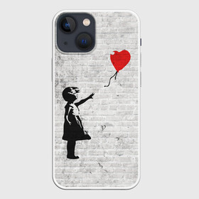 Чехол для iPhone 13 mini с принтом Бэнкси: Девочка с Шаром в Екатеринбурге,  |  | art | balloon | banksy | culture | girl | graffity | heart | hearts | red | арт | бэнкси | граффити | девочка | девочка с шаром | красный | красным | культура | сердечки | сердечко | сердце | стрит | шар | шарик | шариком