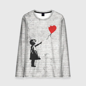 Мужской лонгслив 3D с принтом Бэнкси: Девочка с Шаром в Екатеринбурге, 100% полиэстер | длинные рукава, круглый вырез горловины, полуприлегающий силуэт | art | balloon | banksy | culture | girl | graffity | heart | hearts | red | арт | бэнкси | граффити | девочка | девочка с шаром | красный | красным | культура | сердечки | сердечко | сердце | стрит | шар | шарик | шариком