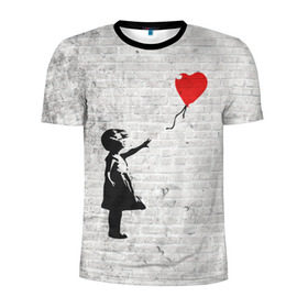 Мужская футболка 3D спортивная с принтом Бэнкси: Девочка с Шаром в Екатеринбурге, 100% полиэстер с улучшенными характеристиками | приталенный силуэт, круглая горловина, широкие плечи, сужается к линии бедра | Тематика изображения на принте: art | balloon | banksy | culture | girl | graffity | heart | hearts | red | арт | бэнкси | граффити | девочка | девочка с шаром | красный | красным | культура | сердечки | сердечко | сердце | стрит | шар | шарик | шариком