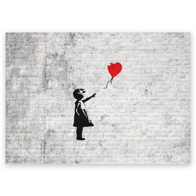 Поздравительная открытка с принтом Бэнкси: Девочка с Шаром в Екатеринбурге, 100% бумага | плотность бумаги 280 г/м2, матовая, на обратной стороне линовка и место для марки
 | art | balloon | banksy | culture | girl | graffity | heart | hearts | red | арт | бэнкси | граффити | девочка | девочка с шаром | красный | красным | культура | сердечки | сердечко | сердце | стрит | шар | шарик | шариком