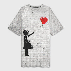 Платье-футболка 3D с принтом Бэнкси: Девочка с Шаром в Екатеринбурге,  |  | Тематика изображения на принте: art | balloon | banksy | culture | girl | graffity | heart | hearts | red | арт | бэнкси | граффити | девочка | девочка с шаром | красный | красным | культура | сердечки | сердечко | сердце | стрит | шар | шарик | шариком
