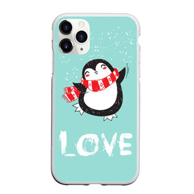 Чехол для iPhone 11 Pro матовый с принтом Пингвин LOVE в Екатеринбурге, Силикон |  | linux | детская | зима | зимняя | лёд | новый год | пингвин | пингвин в снегу | пингвин в шарфе | пингвин любовь | пингвинчик | пингвины | северный полюс | снег | холод