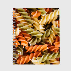 Тетрадь с принтом Макароны Спиральки в Екатеринбурге, 100% бумага | 48 листов, плотность листов — 60 г/м2, плотность картонной обложки — 250 г/м2. Листы скреплены сбоку удобной пружинной спиралью. Уголки страниц и обложки скругленные. Цвет линий — светло-серый
 | food | italy | pasta | spagetti | еда | едой | изображение | италия | картинка | макарон | макароны | макарошки | мука | мучное | паста | прикол | прикольные | спагетти | спиральки | фото | юмор
