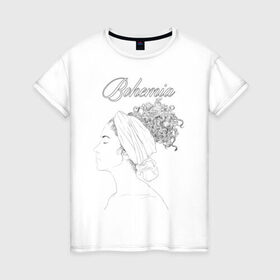Женская футболка хлопок с принтом Богема в Екатеринбурге, 100% хлопок | прямой крой, круглый вырез горловины, длина до линии бедер, слегка спущенное плечо | афро | грация | девушка | красота | мулатка