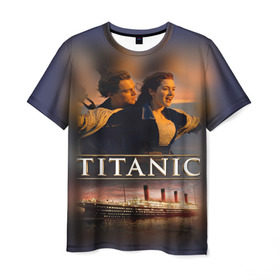 Мужская футболка 3D с принтом Титаник Джек и Роза в Екатеринбурге, 100% полиэфир | прямой крой, круглый вырез горловины, длина до линии бедер | 
