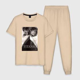 Мужская пижама хлопок с принтом Титаник в Екатеринбурге, 100% хлопок | брюки и футболка прямого кроя, без карманов, на брюках мягкая резинка на поясе и по низу штанин
 | titanic | титаник