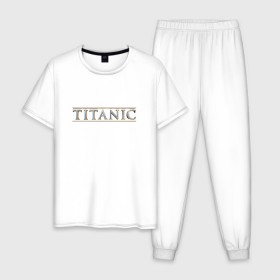 Мужская пижама хлопок с принтом Титаник Лого в Екатеринбурге, 100% хлопок | брюки и футболка прямого кроя, без карманов, на брюках мягкая резинка на поясе и по низу штанин
 | titanic | титаник