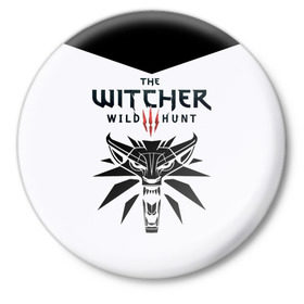 Значок с принтом The Witcher 3: Wild Hunt в Екатеринбурге,  металл | круглая форма, металлическая застежка в виде булавки | wild hunt | witcher | арбалет | ведьмак 3 | геральт | дикая | магия | охота | сказка | сфера | фэнтези | цири