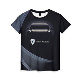 Женская футболка 3D с принтом Tesla Model 3 в Екатеринбурге, 100% полиэфир ( синтетическое хлопкоподобное полотно) | прямой крой, круглый вырез горловины, длина до линии бедер | auto | car | cars | coil | electro | elon | future | logo | moto | motors | musk | pixel | tesla | авто | автомобили | автомобиль | будущее | илон | лого | логотип | маск | мото | моторс | символ | тесла | электричество | электро