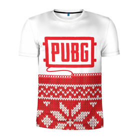 Мужская футболка 3D спортивная с принтом Новогодний PUBG в Екатеринбурге, 100% полиэстер с улучшенными характеристиками | приталенный силуэт, круглая горловина, широкие плечи, сужается к линии бедра | 
