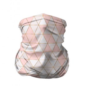 Бандана-труба 3D с принтом Rose gold в Екатеринбурге, 100% полиэстер, ткань с особыми свойствами — Activecool | плотность 150‒180 г/м2; хорошо тянется, но сохраняет форму | Тематика изображения на принте: геометрия | золото | паттерн | розовый | треугольник