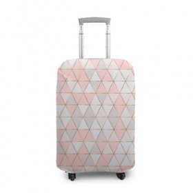 Чехол для чемодана 3D с принтом Rose gold в Екатеринбурге, 86% полиэфир, 14% спандекс | двустороннее нанесение принта, прорези для ручек и колес | Тематика изображения на принте: геометрия | золото | паттерн | розовый | треугольник